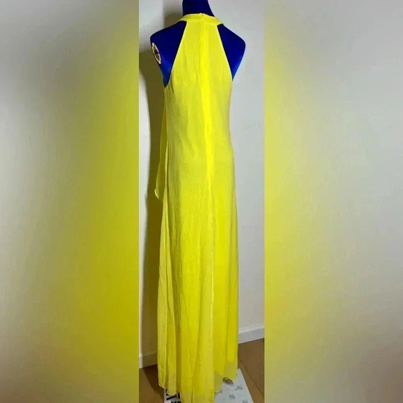 Meghan LA | Aphrodite Halter Maxi Dress | Chiffon Vivid Yellow | Women’s S - Picture 8 of 10